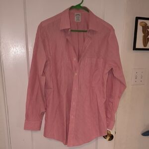 Brooks Brothers | Men's Pink and White Casual Shirt
